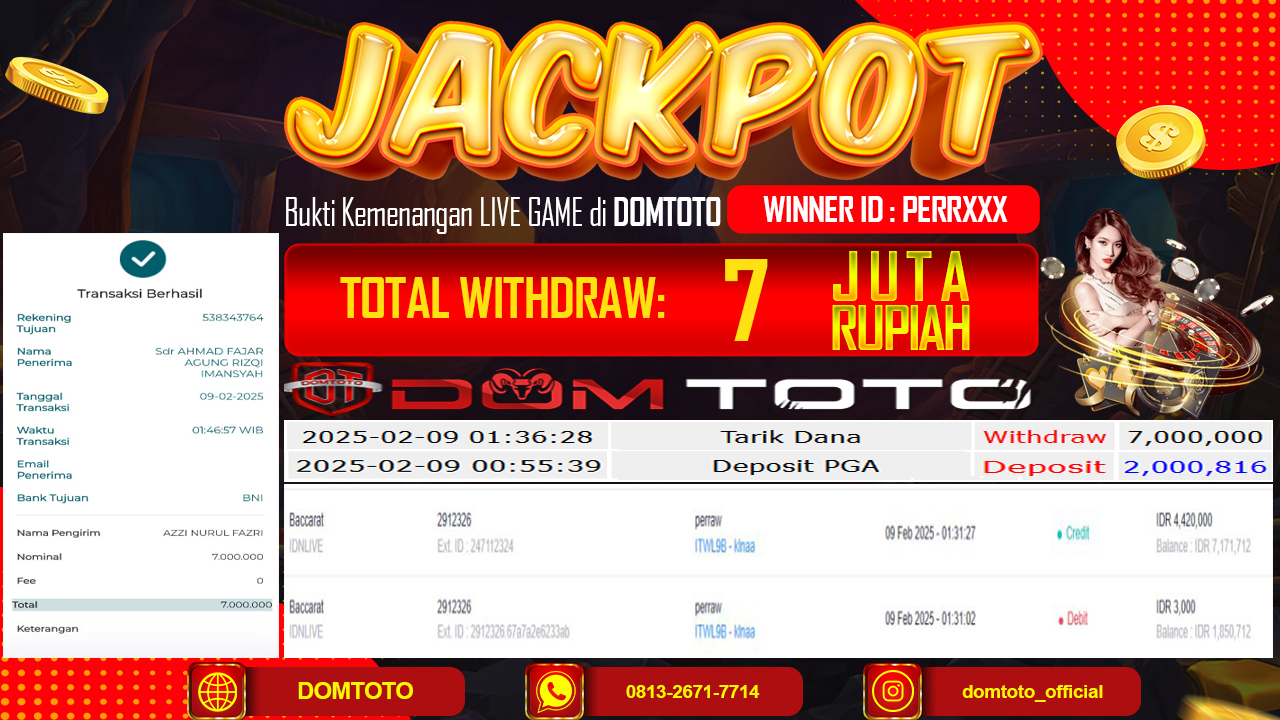 JACKPOT LIVE GAME BACCARAT 9 FEBRUARI 2025